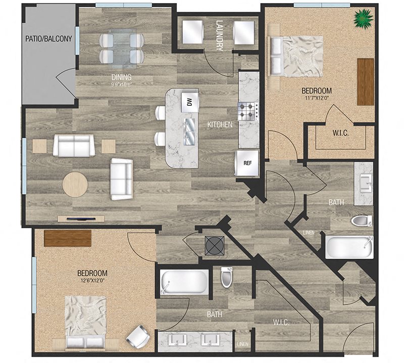 Two bedroom floor plan
